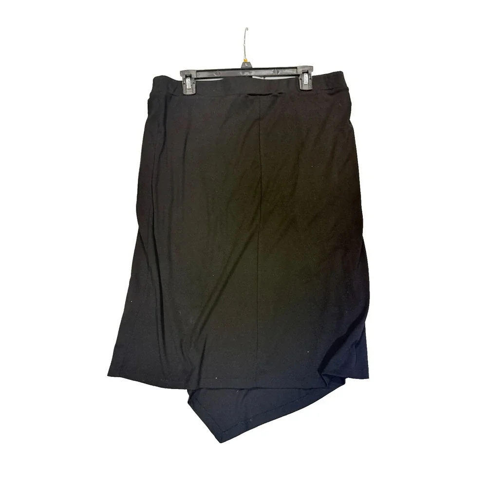 NWT Avenue Studio Women Size 14 Black Stretch Pull On‎ Asymmetric Hem Skirt Long
